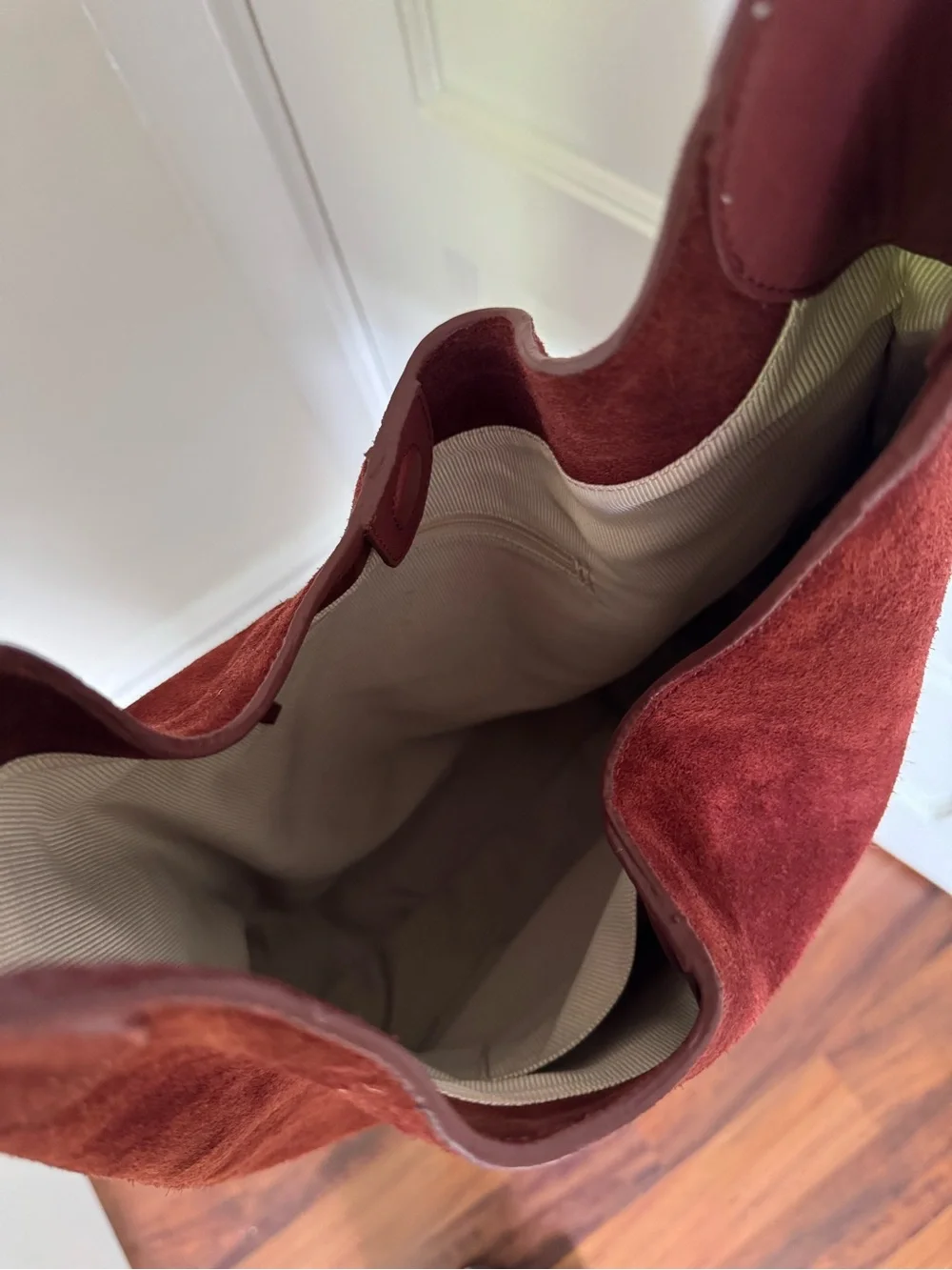 Margot New York - Suede Hobo Shoulder Bag in Deep Burgundy
